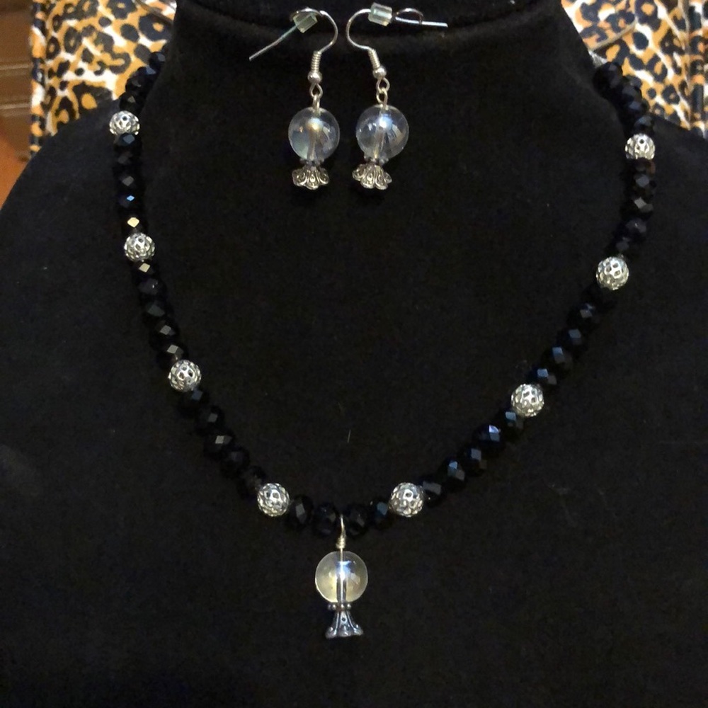 Crystal Ball Necklace & Earrings Set